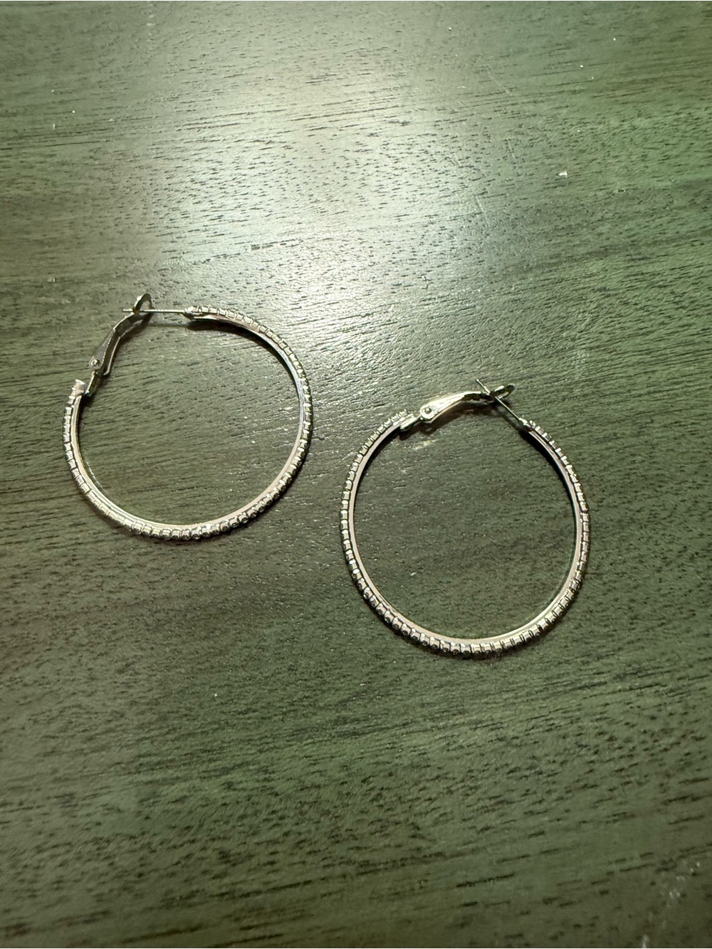 Classic Silver-Tone Textured Hoop Earrings for Women